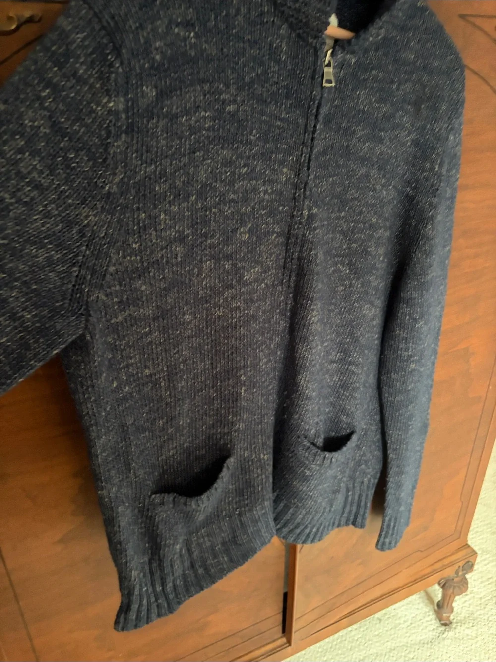 Banana Republic Vintage Men's Navy Full Zip Knit Sweater
